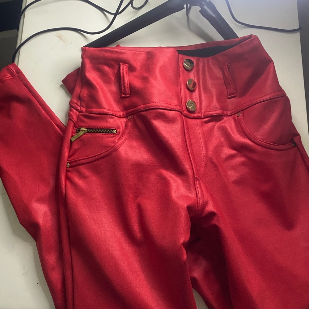 High-Waisted Red Pants